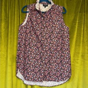 SSYS The label Monarch Butterfly Print Ruffle Neck Tunic Blouse Mini Dress M $68